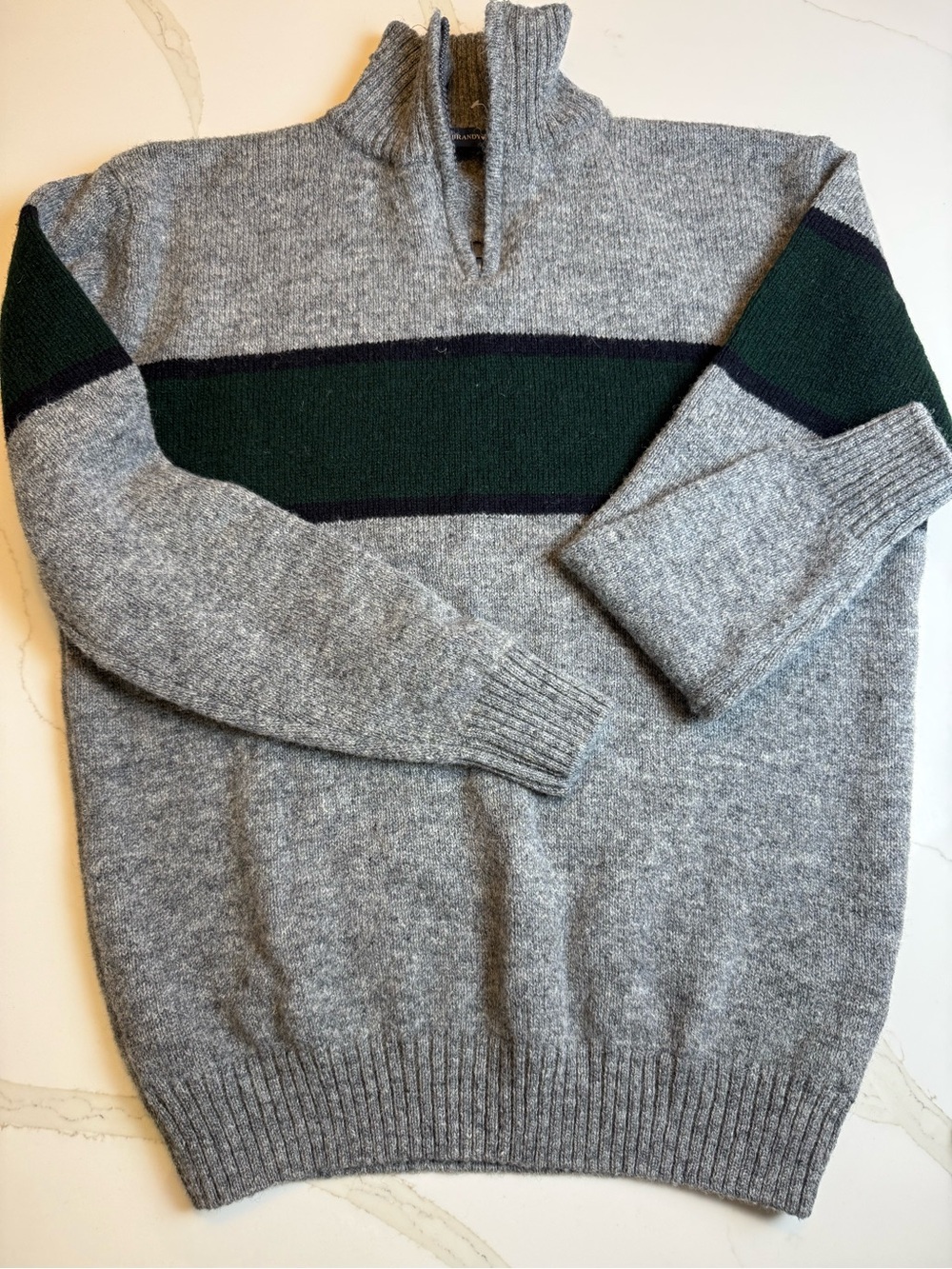 Brandy Melville Gray Turtleneck Sweater with Green Stripe